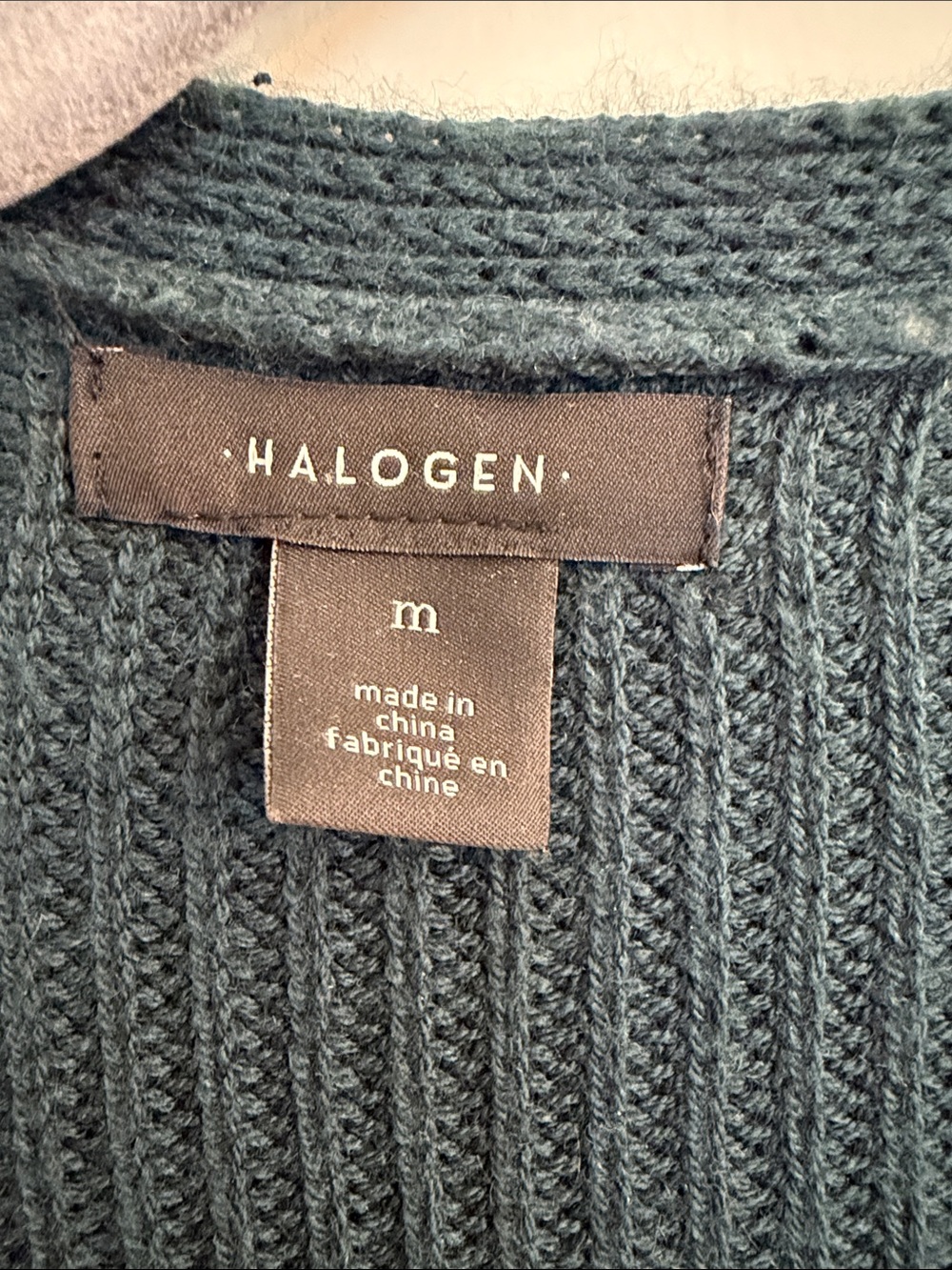Halogen Long Open-Front Forest Green Ribbed Cardigan - Picture 2 of 4